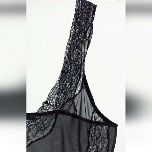 ZARA BEADED ASYMMETRIC LACE TOP - Picture 6 of 6